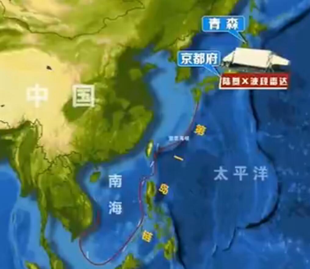 央视截图：美日第一岛链已升级为一条“反导监视链条”。